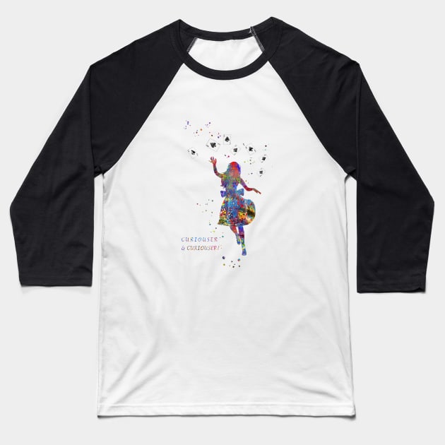 Alice in Wonderland Baseball T-Shirt by RosaliArt